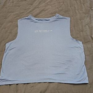 Light Blue Women's Crop Tank Top - Casual Athletic Style